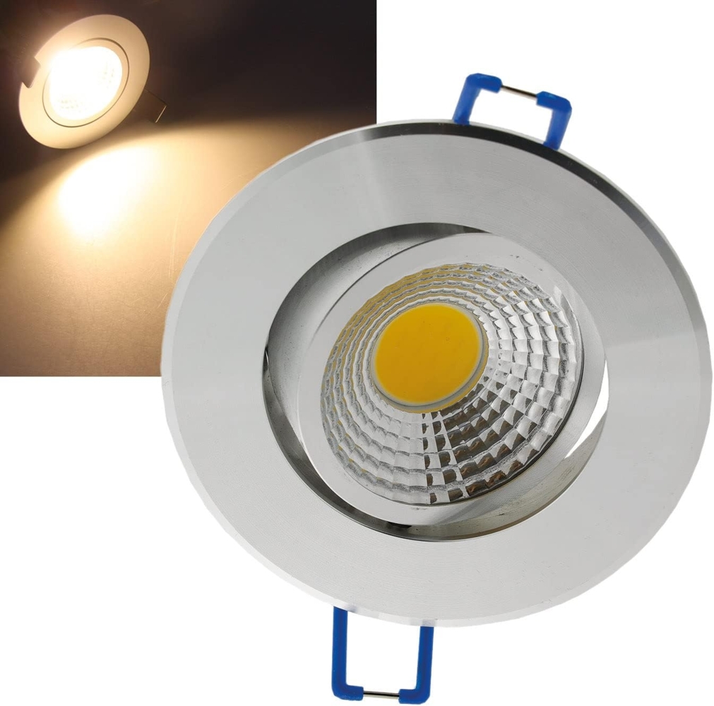 LED-Einbauleuchte "COB-3", 3W, 250lm ALU, 3000K, 95°, Ø85xT47mm, Rahmen chrom Bild 1