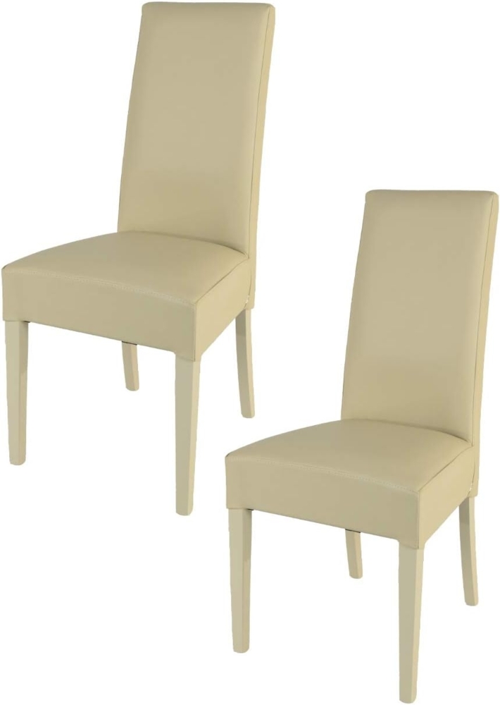 Tommychairs - 2er Set Moderne Stühle Luisa für Küche und Esszimmer, robuste Struktur aus lackiertem Buchenholz Farbe Sand, Gepolstert und mit Kunstleder in der Farbe Sand bezogen Bild 1