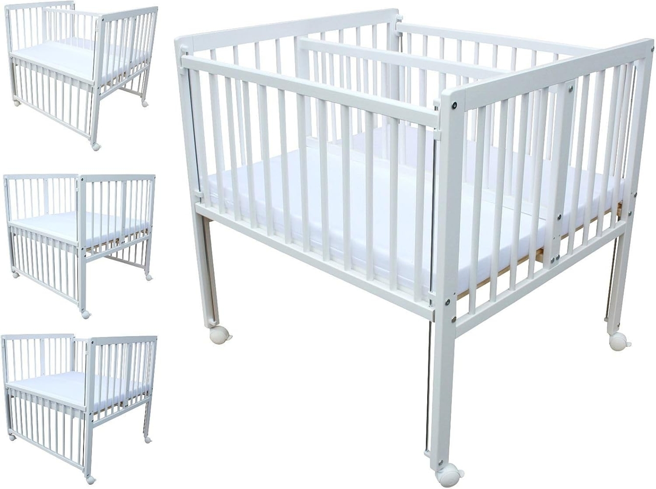 Micoland Beistellbett Beistellbett / Zwillingsbett mit Matratzen und Rädern 90x80 cm LUX Bild 1