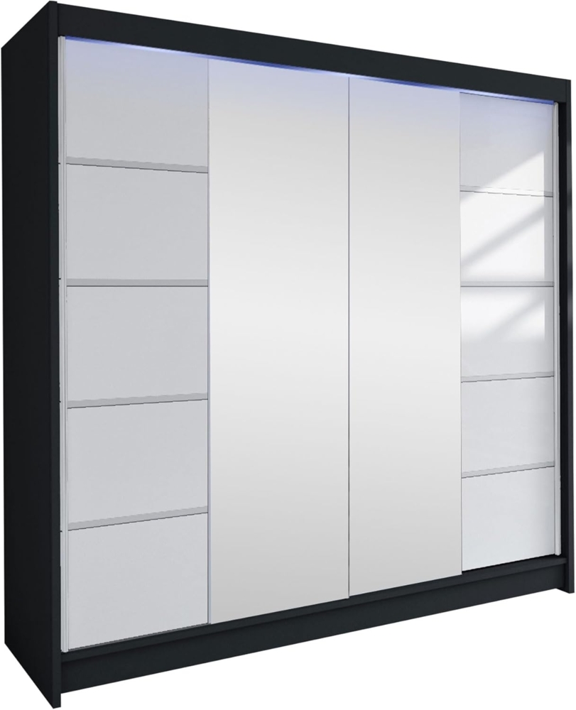 Kleiderschrank Talin V, mit RGB LED Beleuchtung, Farbe: Schwarz / Weiß Bild 1