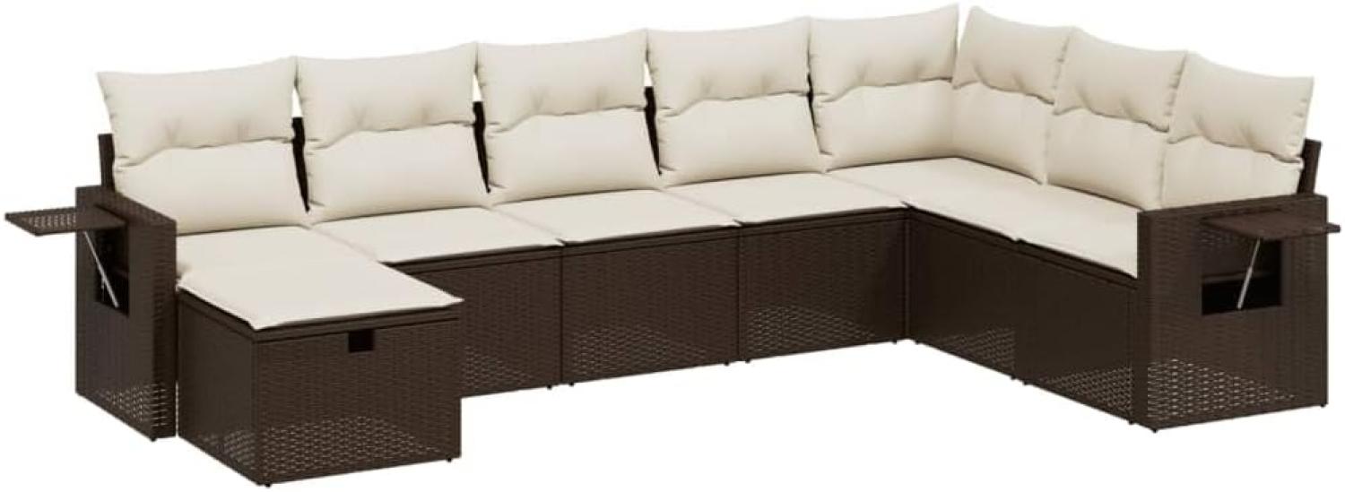 vidaXL 8-tlg. Garten-Sofagarnitur mit Kissen Braun Poly Rattan 3263899 Bild 1