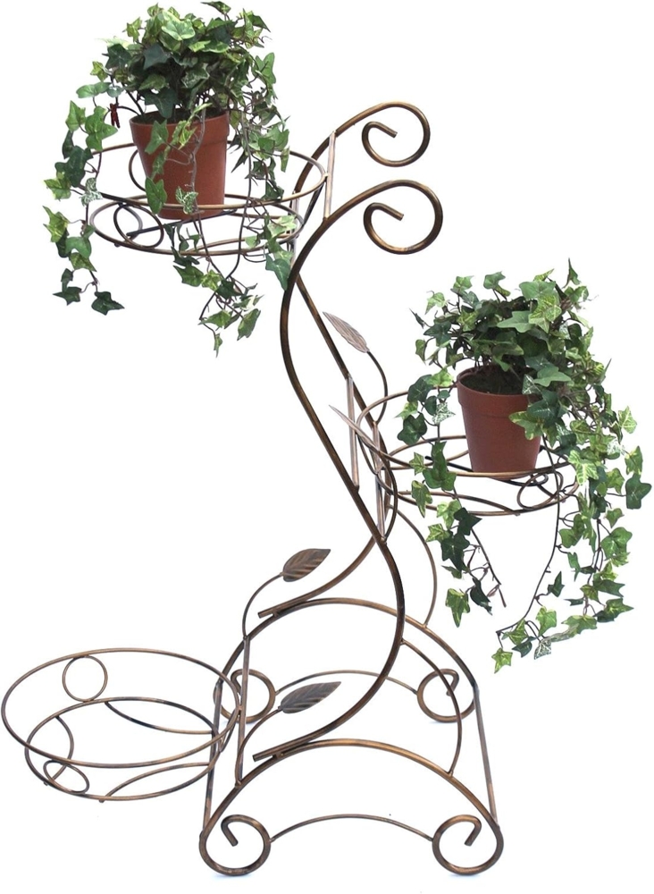 DanDiBo Blumenständer Blumentreppe Metall 75 cm Blumenständer mit 3 Ablagen 10-0074, Blumenregal Blumensäule Pflanzensäule Pflanzenständer Blumenhocker Bild 1