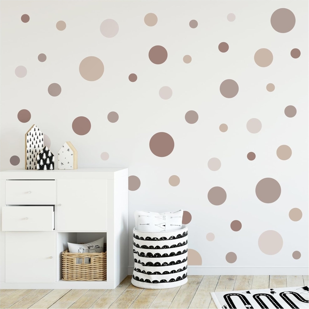 yabaduu Kreise Set 120 Stück Punkte Wandtattoo Kinderzimmer Schlafzimmer Babyzimmer Aufkleber Folie Deko Selbstklebend für Junge Mädchen Pastell Y068 (Y068-13 Beige) Bild 1