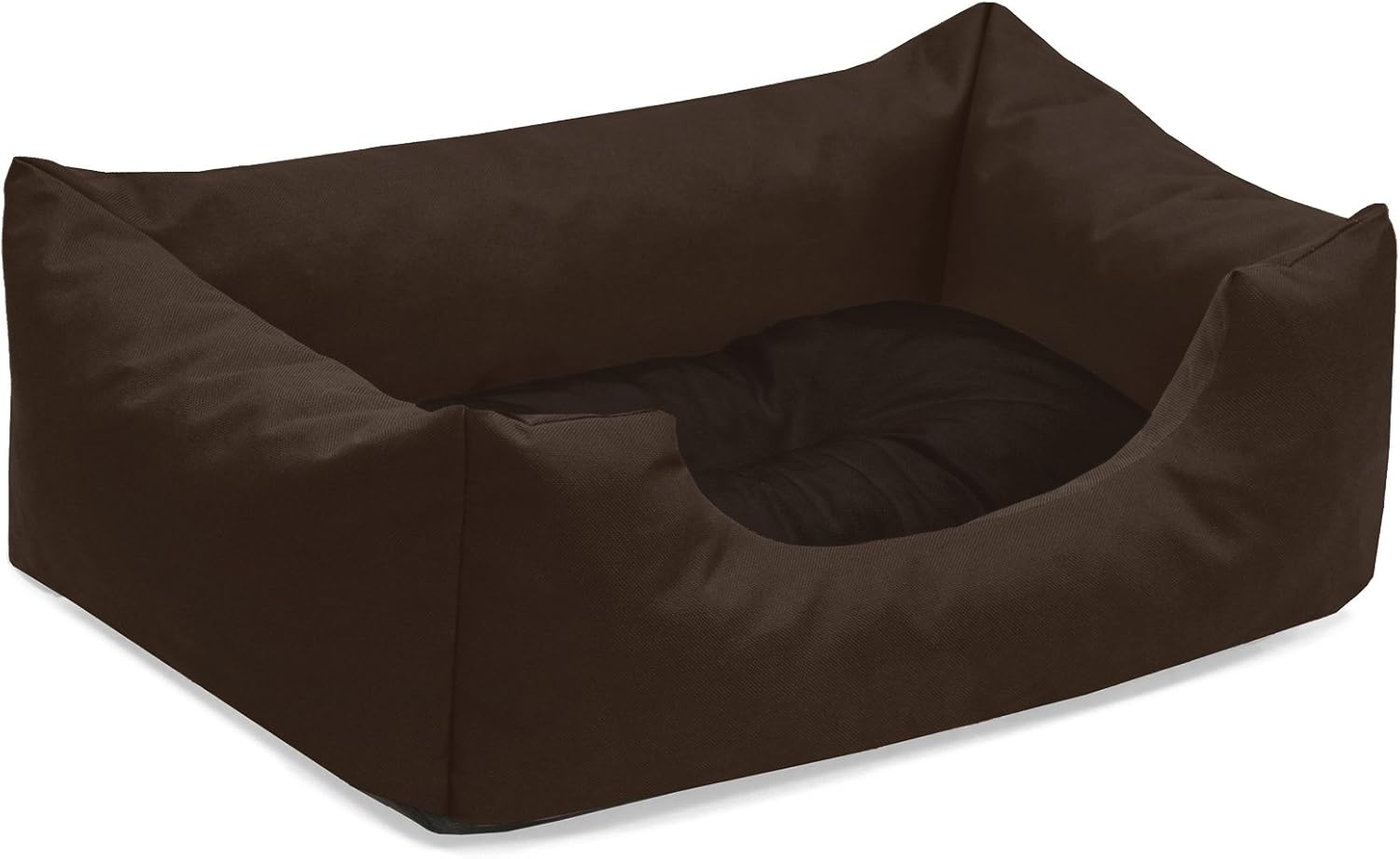 BedDog Hundebett MIMI, Hundesofa aus Cordura, Microfaser-Velours, waschbares Hundebett vier-eckig mit Rand, Hundekissen (S) ca. 55x40x17cm, CHOCOLATE (braun) Bild 1