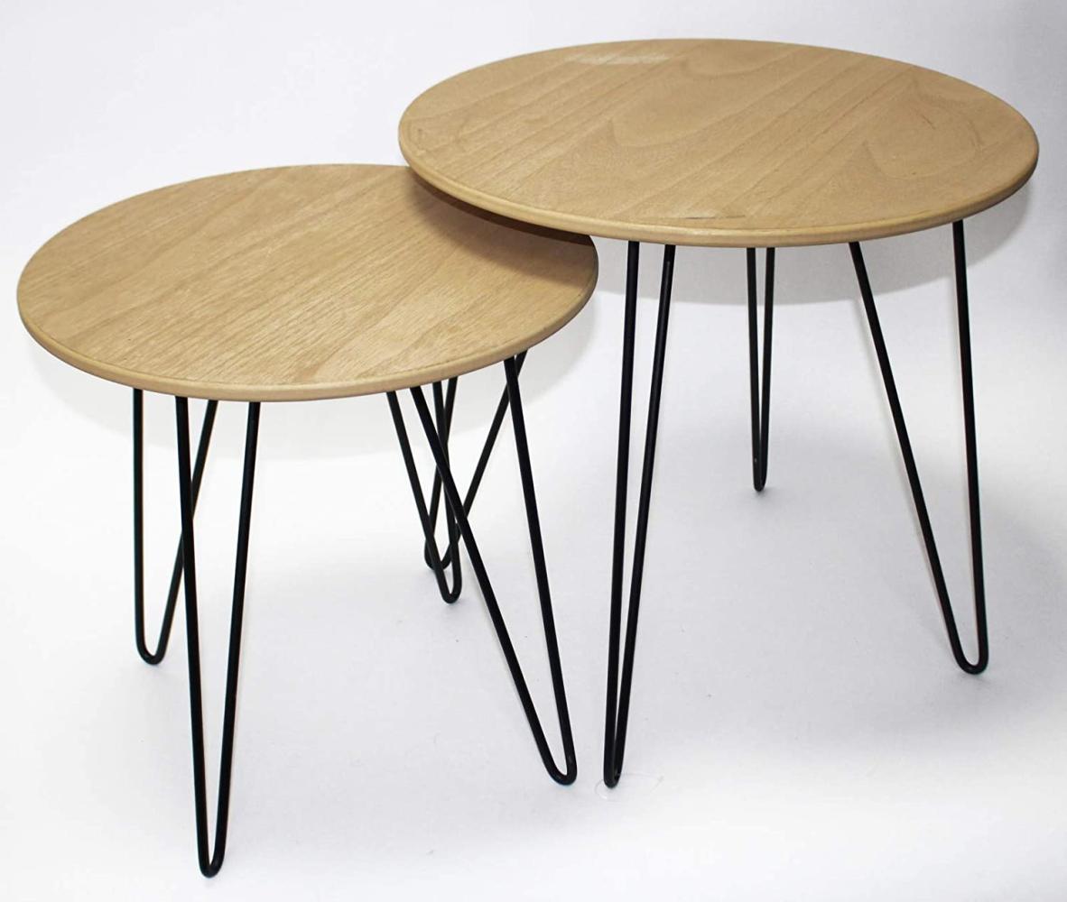 2er Set Beistelltische aus MDF und Metall in braun-schwarz Bild 1