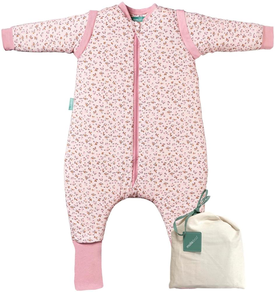 molis&co - Baby schlafsack mit Füßen, abnehmbare Ärmel und Socken - Ideal für den Winter - Babyschlafsack mit Füßen 2.5 tog - 100% Baumwolle (Oeko-TEX 100), Premium Qualität - Misty Rose (80 cm) Bild 1