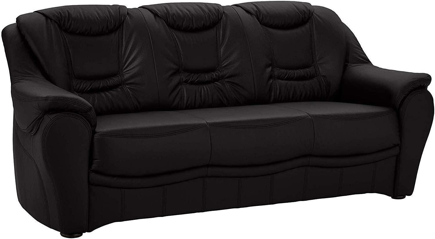 Cavadore 3-Sitzer Bansa mit Federkern / Polstercouch in Kunstleder / 198 x 94 x 95 / Lederoptik Schwarz Bild 1