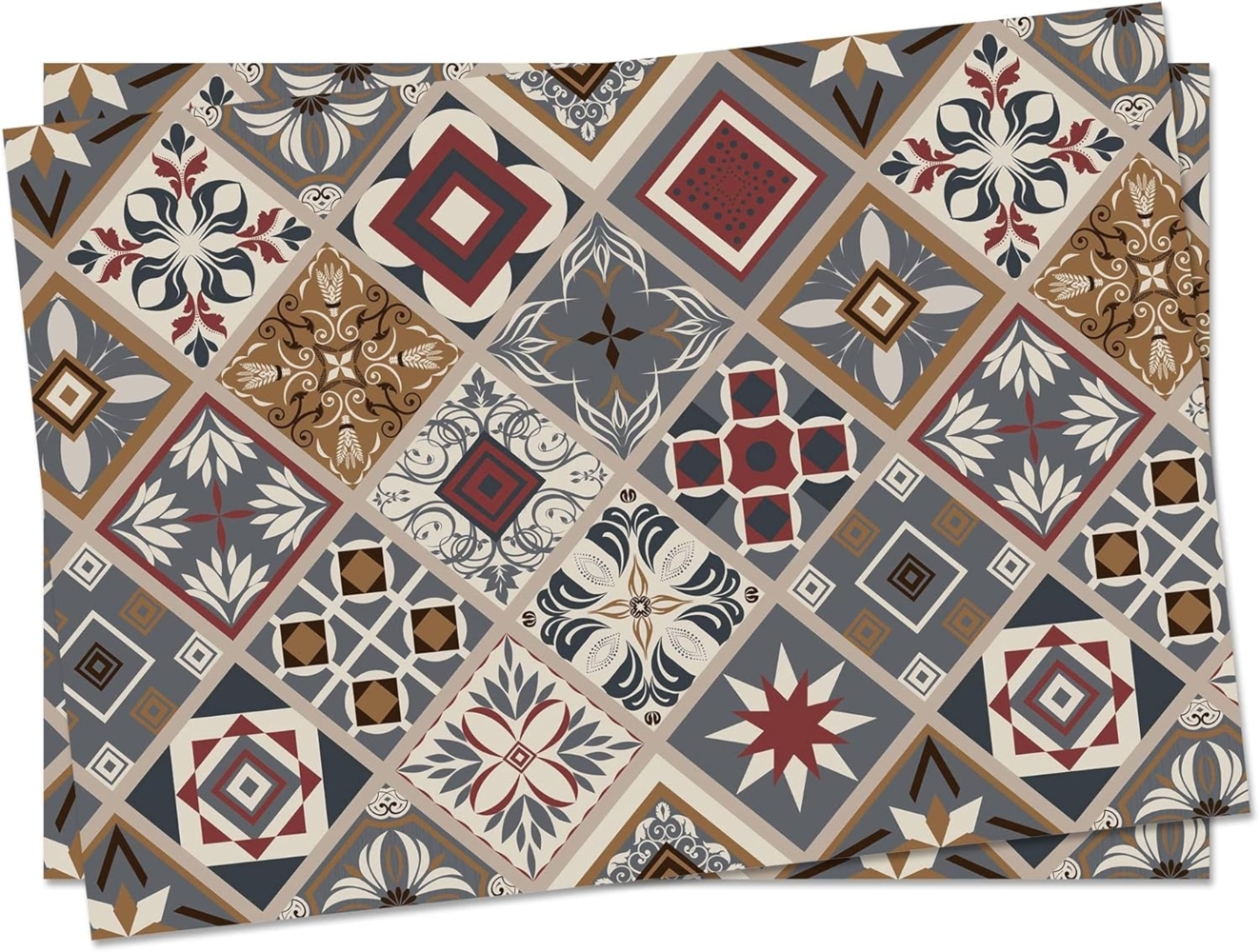 Doge Milano Set aus 2 rechteckigen Tischsets, 100% Made in Italy, Amerikanische Tischsets mit Digitaldruck, rutschfest und waschbar, Geometrisches Muster - Trix, cm 40x30 Bild 1