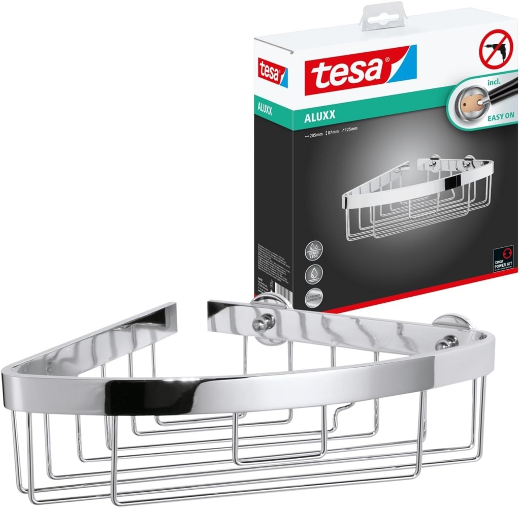 Tesa Eck-Duschablage Aluxx Aluminium verchromt Klebelösung Bild 1