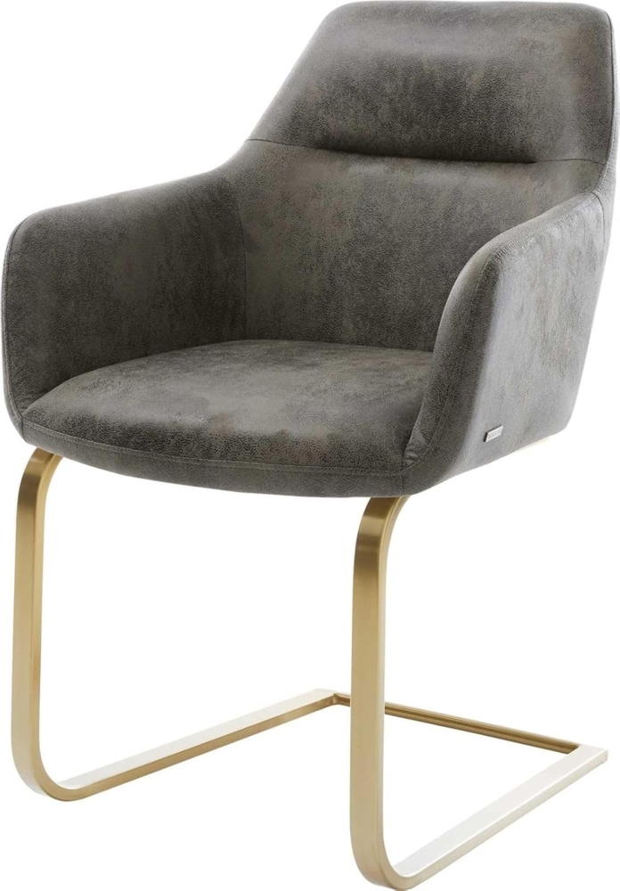 Schwingstuhl Pejo-Flex Grau Antik Freischwinger flach Gold Bild 1
