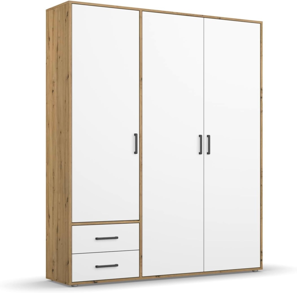 rauch Drehtürenschrank Kleiderschrank Schrank Garderobe Wäscheschrank VOYAGER (in 3 verschiedenen Ausstattungen BASIC/CLASSIC/PREMIUM) moderne Griffe in Graumetallic mit Außenschubkästen MADE IN GERMANY Bild 1