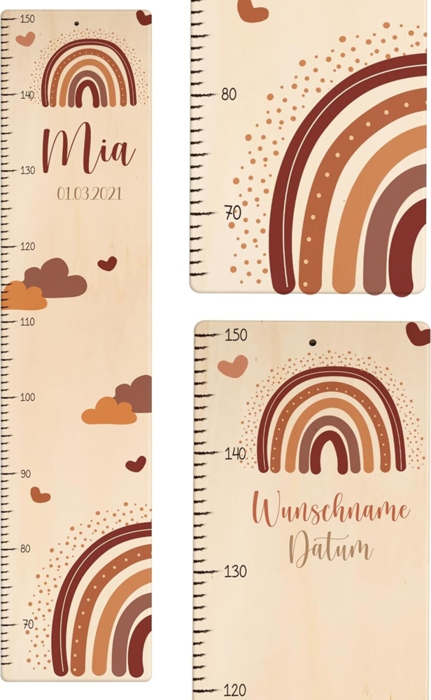 KIDSMOOD - Messlatte für Kinderzimmer Personalisiert, 70-140 cm - Messlatte Kinder Holz personalisiert Mit Namen für Baby- & Kleinkinderzimmer - Individuelles Geschenk für Kinder und Babys zum Geburt Bild 1