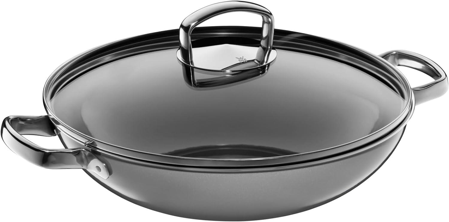 WMF Fusiontec Mineral Wok mit Glasdeckel, 32 cm, Platinum 3201111640 Bild 1