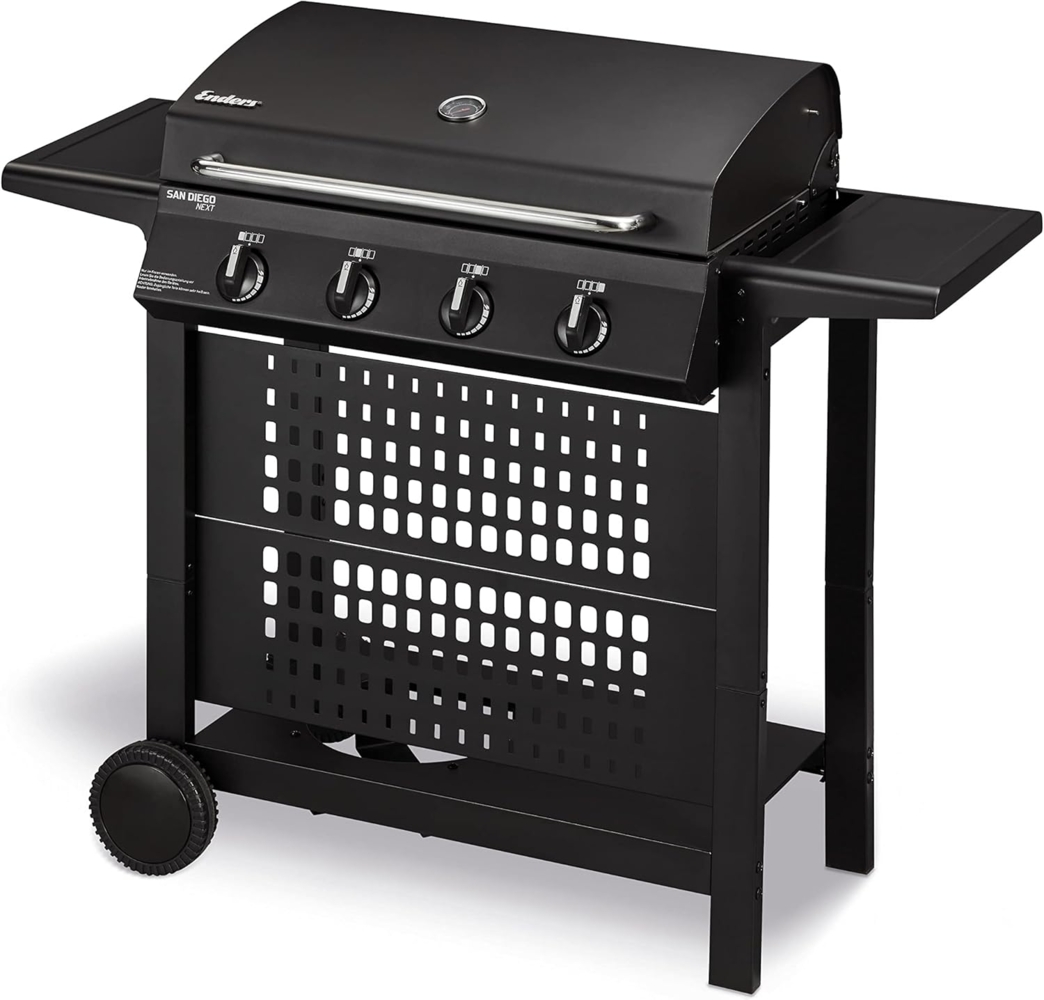 Enders Gasgrill SAN DIEGO NEXT 4, 4 Brenner aus Edelstahl, mit Grillthermometer, kleiner Gasgrill, Camping, Edelstahlrost, Balkon Gas Grill,stabile Seitenablagen #80176 Bild 1
