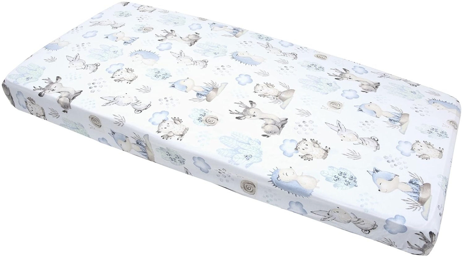 Medi Partners Spannbettlaken 60x120 Baby Bettlaken Kinderbett Spannbetttuch 100% Baumwolle - Fitted Kinder Sheet Bettwäsche Babymatratze Schlafsack Babybett (Hirsch und Igel) Bild 1