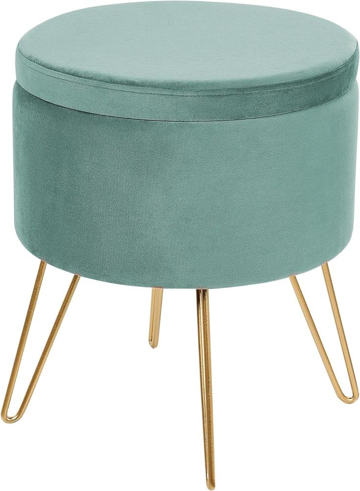 Pouf SILAS Mintgrün Samtstoff 42 cm 42 cm Bild 1