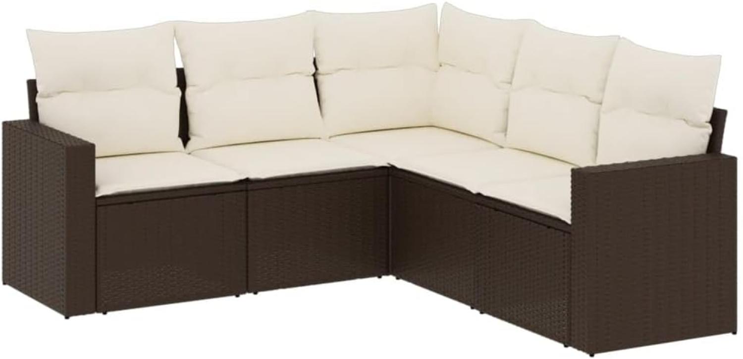 vidaXL 5-tlg. Garten-Sofagarnitur mit Kissen Braun Poly Rattan 3251290 Bild 1