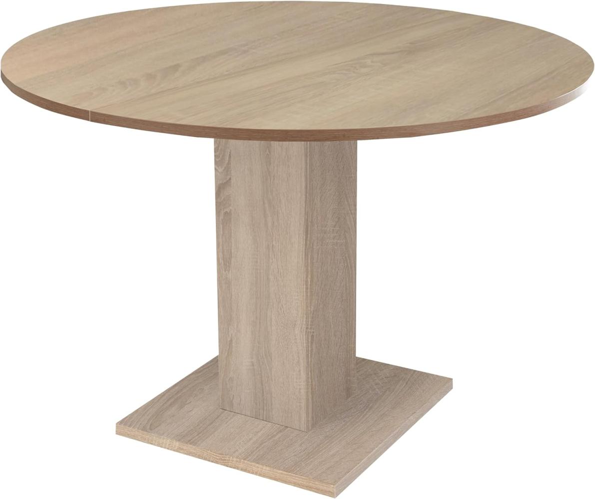 Esstisch RUND Küchentisch Eiche Sägerau Nb. ausziehbar 110 cm Durchmesser Bild 1