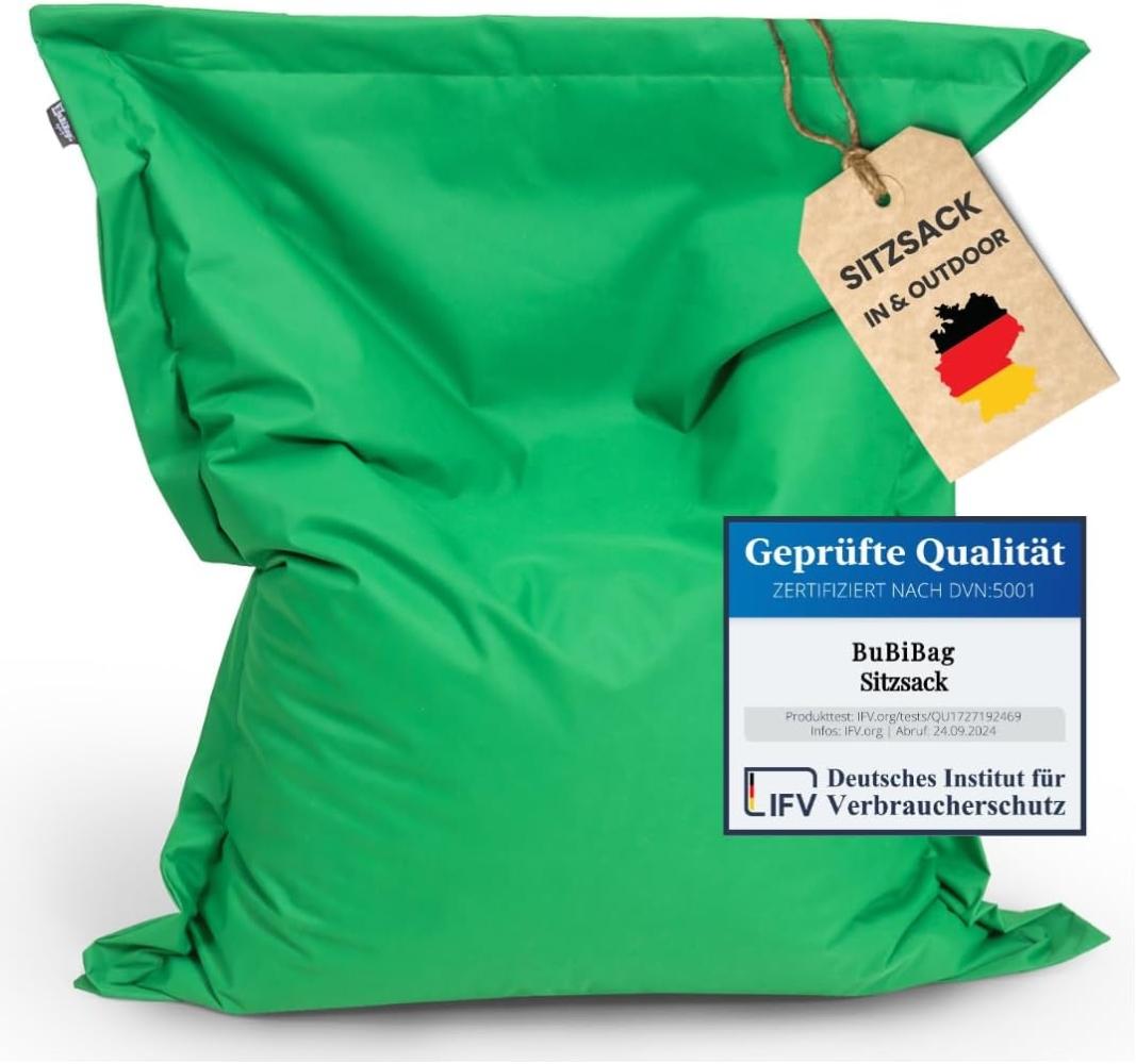 BuBiBag XXL Sitzsack, Outdoor Sitzsäcke für Kinder und Erwachsene, Bodenkissen Beanbag Fatboy wetterfest (Apfelgrün 190x145cm) Bild 1