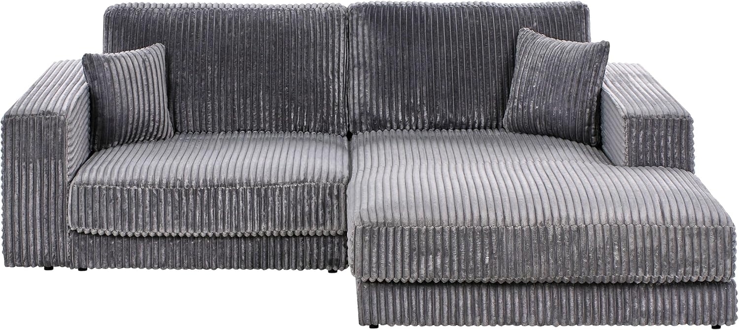 Ecksofa 3-Sitzer LOFOTEN Cord Dunkelgrau linksseitig Bild 1