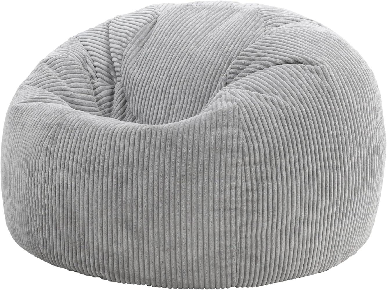 icon Kingston Großer Sitzsack, Jumbo Cord Sitzsack, Dawn Grey, Sitzsack für Erwachsene mit Füllung inklusive, Bequemer Lounging Chair für jedes Alter Bild 1