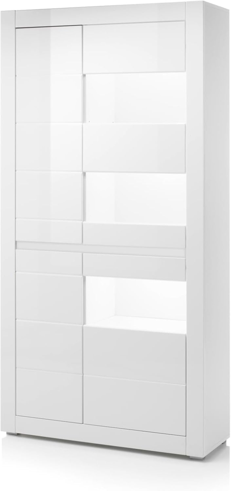 Furn. Design Stauraumvitrine Nobile (Vitrinenschrank in weiß, 4-türig, 100x198 cm) Soft-Close Bild 1