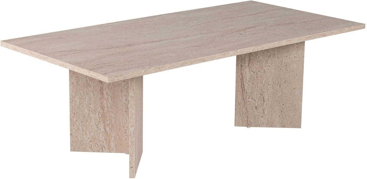 Hanah Home Elegant Coffee Table, Travertine Color, 18 mm Thick | 100% Melamine Coated Particle Board | Stylish Addition for Modern Living Rooms & Spaces Bild 1