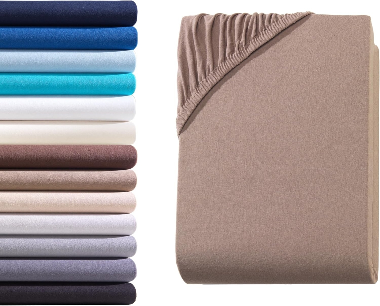 Hometex Premium Textiles Spannbettlaken Boxspringbett Spannbettlaken für hohe Matratzen, Jersey, Gummizug: rundum, Premium Qualität 160 g/m² feinster Baumwolle Bild 1