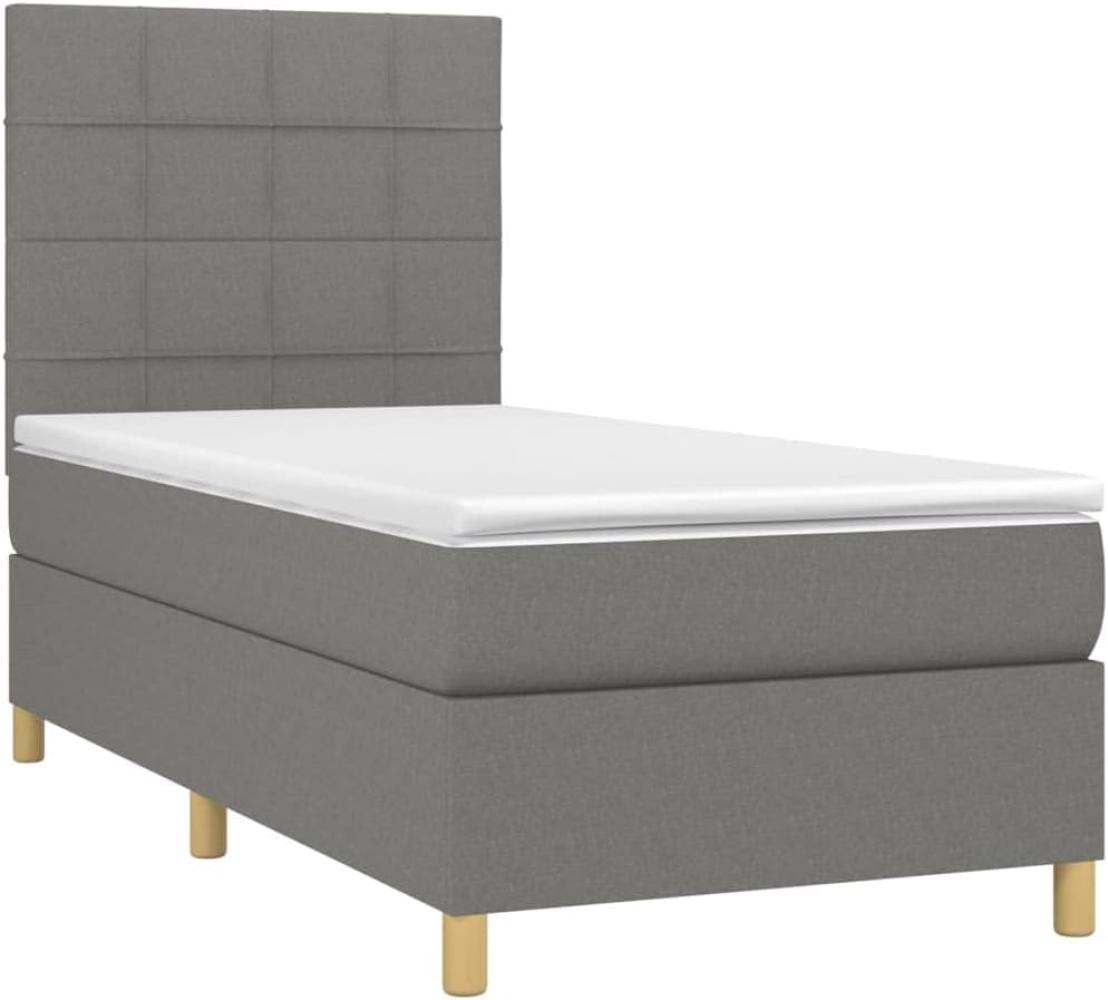 vidaXL Boxspringbett mit Matratze Dunkelgrau 80x200 cm Stoff, Härtegrad: H2 [3142290] Bild 1