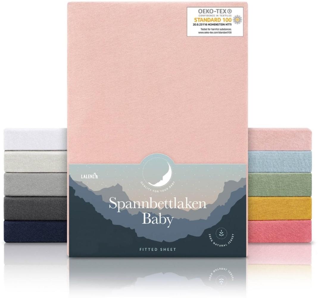 Laleni Spannbettlaken Babybett Kinderbett 70x140 cm - Oeko-Tex Zertifiziert, 100% Baumwolle, atmungsaktives Spannbetttuch Jersey Baby, 135 g/m², Rosa Bild 1