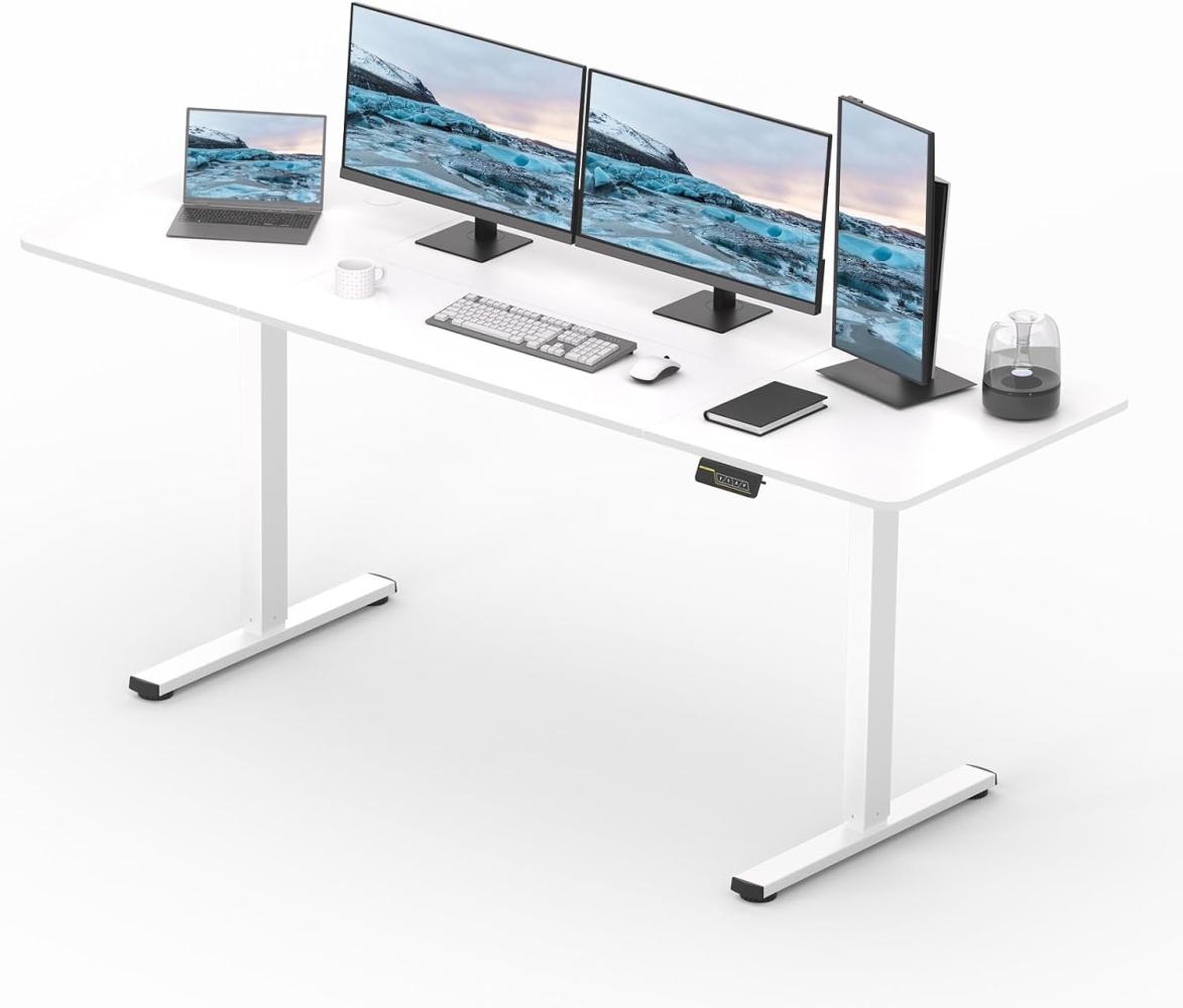 SANODESK Elektrischer Höhenverstellbarer Schreibtisch einfach mit Tischplatte, Memory Funktion und Haken, Schreibtisch Höhenverstellbar Elektrisch für Heimbüro, Homeoffice und Hause(200 x 80cm, weiß) Bild 1