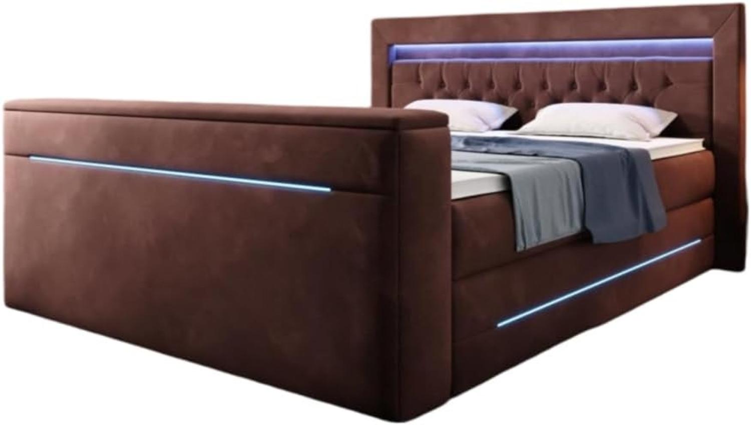 Boxspringbett Neptun mit TV Lift und RGB 200x200 Braun H2 Bild 1