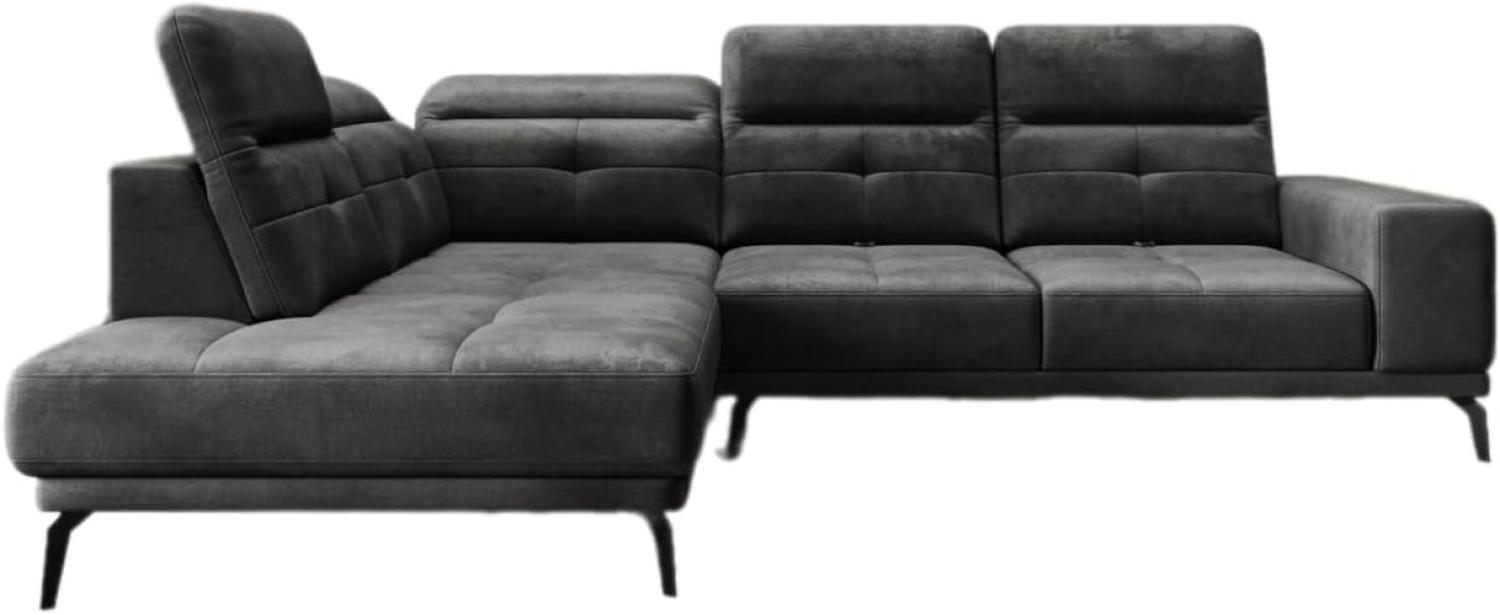 Designer Sofa Isabella mit verstellbarer Kopf- und Rückenlehne Samt Anthrazit Links Bild 1