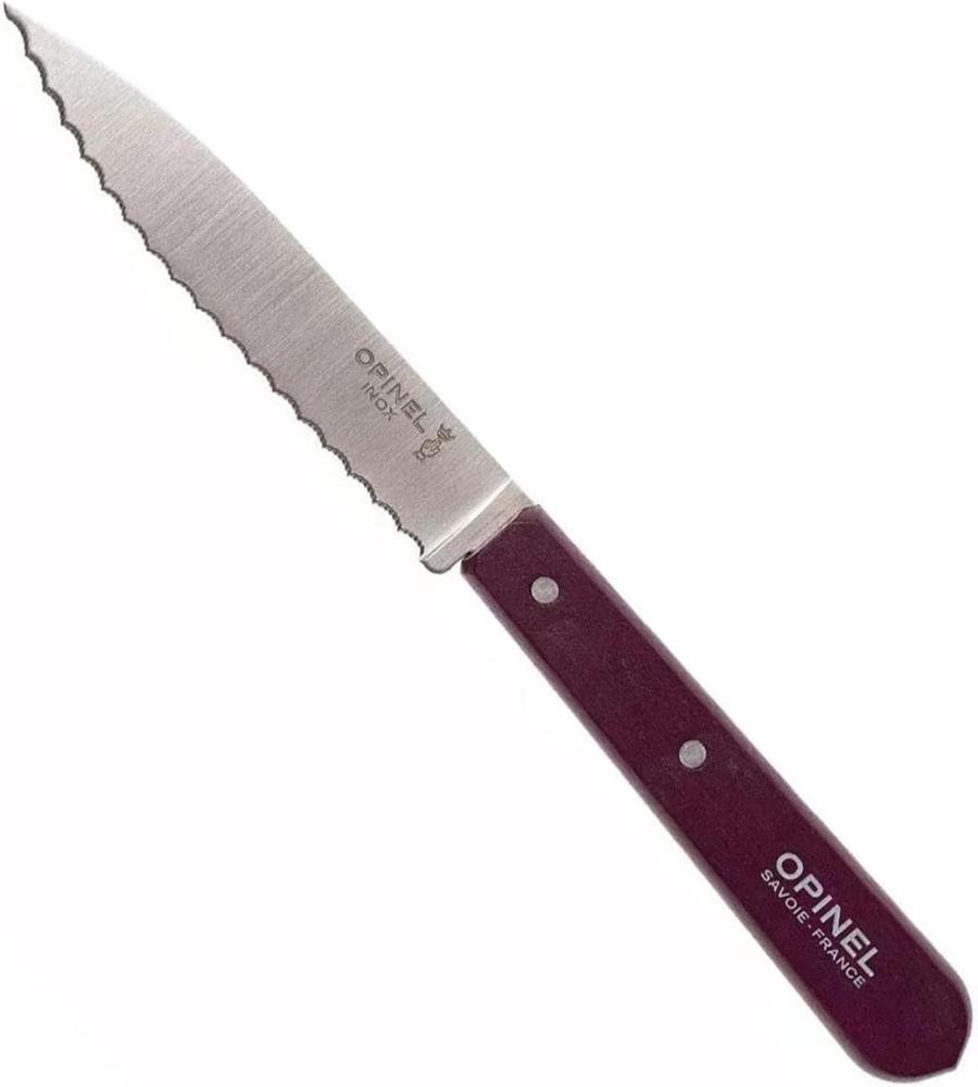 Opinel Erwachsene Küchenmesser No. 113, rostfreier Sandvik-Stahl, Sägezahnung, violetter Buchenholzgriff Kochmesser, Mehrfarbig, One Size Bild 1