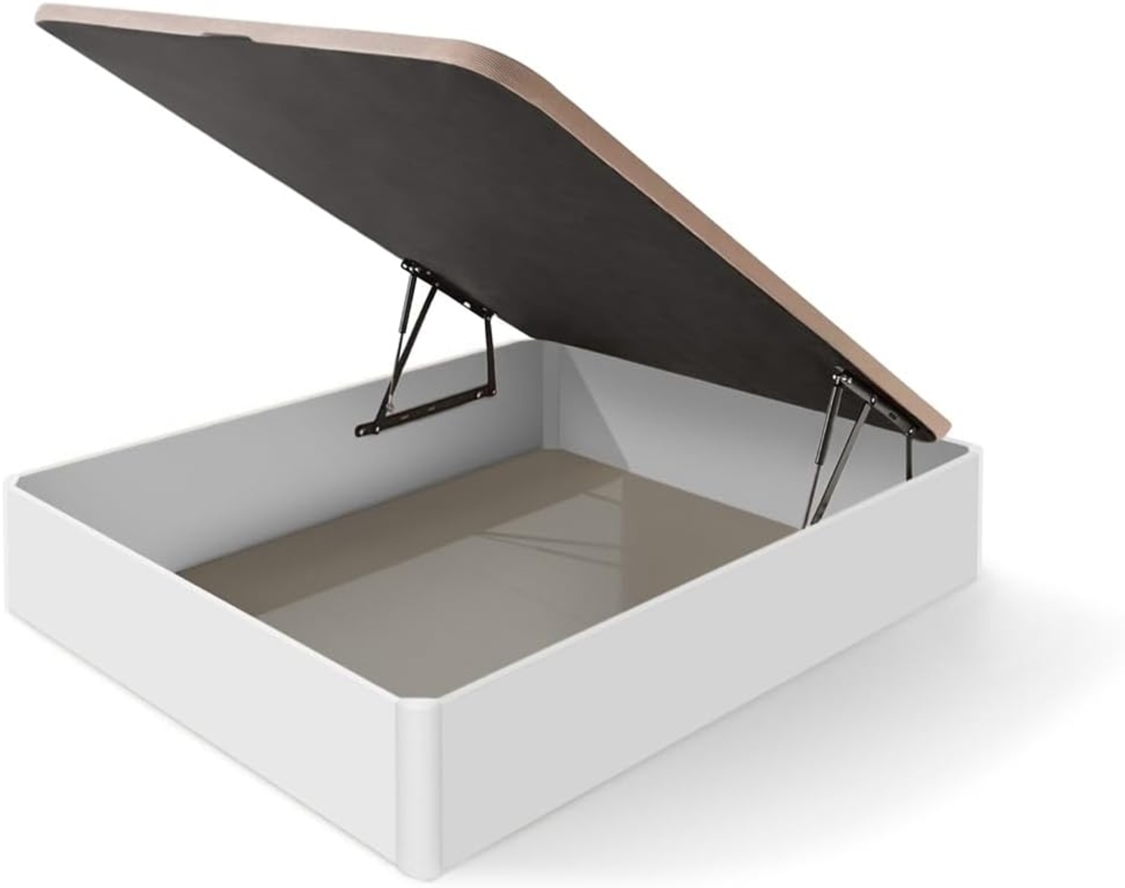 HOGAR24 ES Aufklappbares Boxspringbett mit atmungsaktivem 3D-Deckel und Transpirationsventilen, Aufbewahrungsbox, große Kapazität, abgerundete Ecken, weiß, Maße: 135x190 cm Bild 1