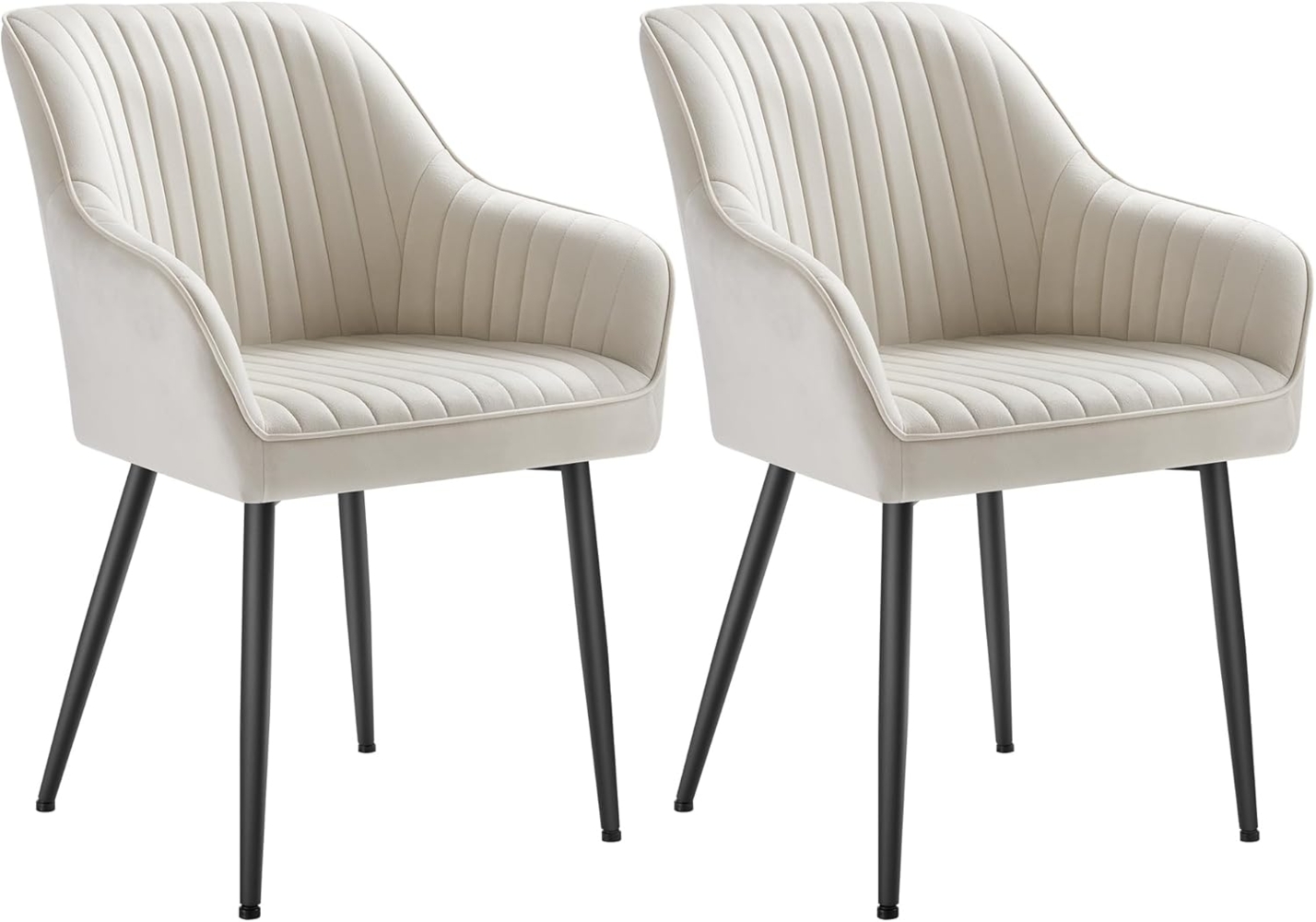 SONGMICS Esszimmerstuhl mit Armlehnen, 2er Set, Samt, 62,5 x 60 x 85 cm, Cappuccinobeige Bild 1