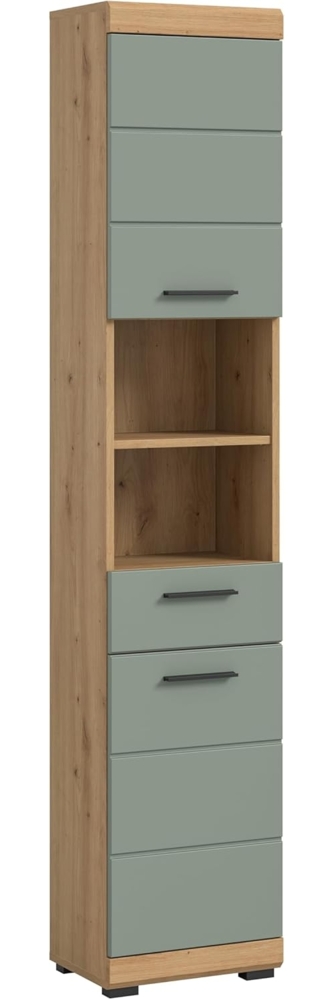 Xonox Scout Hochschrank (B/H/T: 37x191x31 cm) in Salbei und Artisan Eiche Nachbildung Bild 1