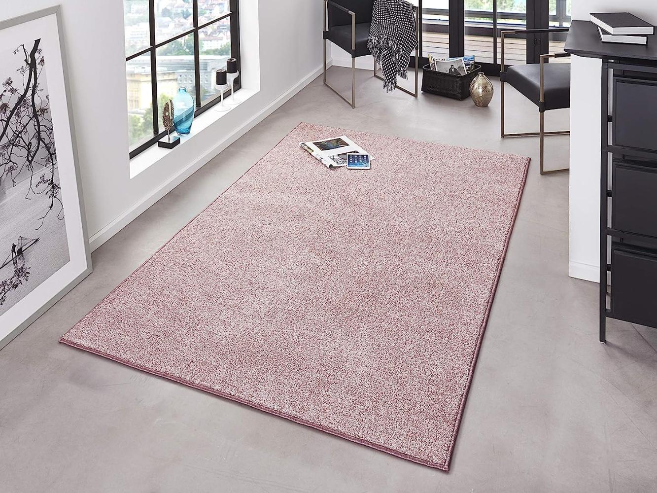 Kurzflor Teppich Pure Uni Flieder-Rosa - 160x240x1,3cm Bild 1