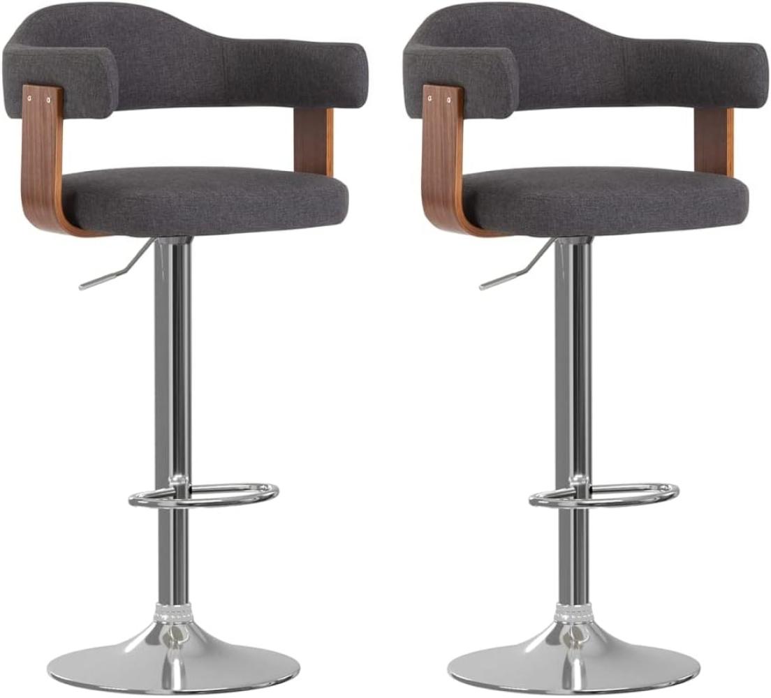 vidaXL 2 Stk. Barhocker Bugholz und Stoff Dunkelgrau 327338 Bild 1
