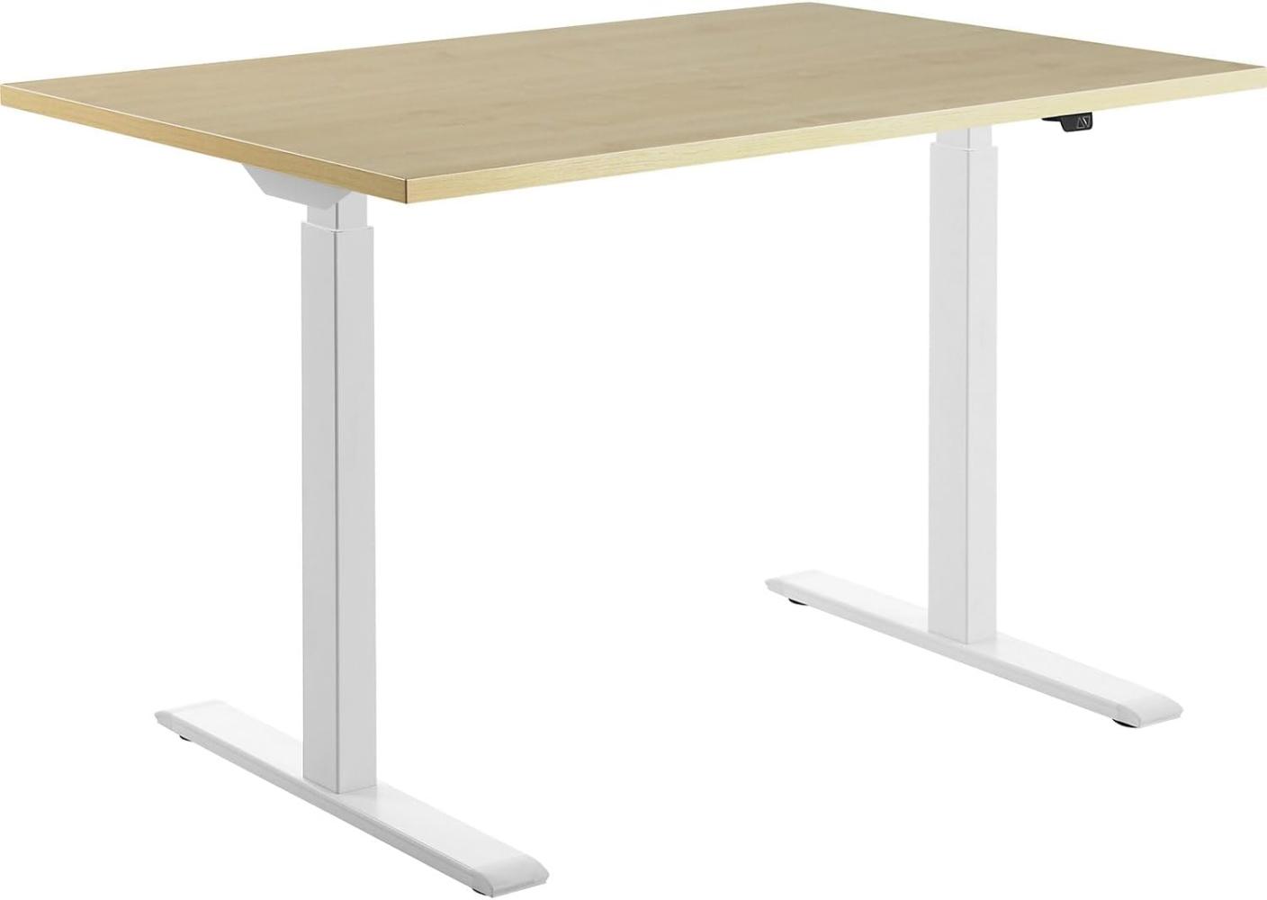 TOPSTAR | Schreibtisch | elektrisch höhenverstellbar | BxT 1200 x 800 mm | Platte Ahorn-Dekor | Gestell weiß Bild 1