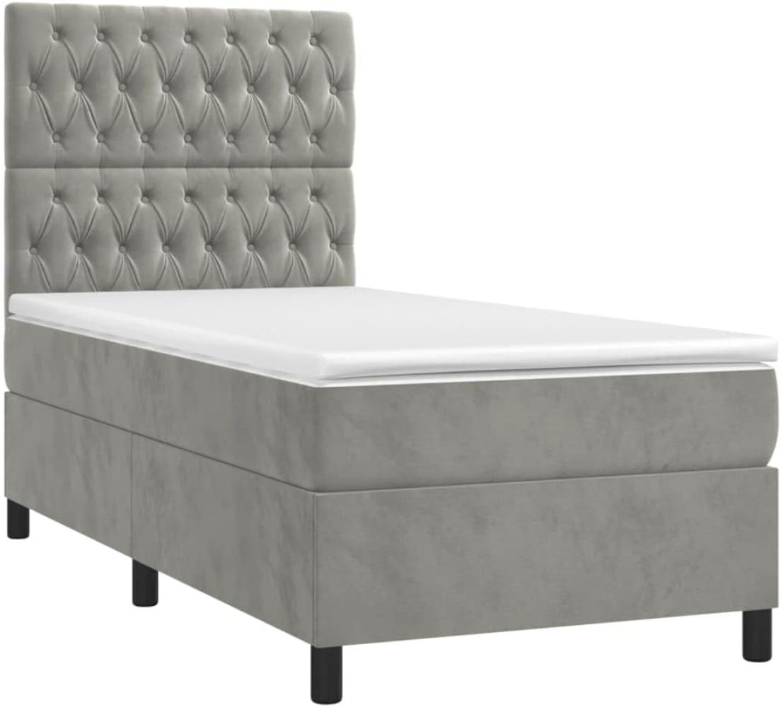 vidaXL Boxspringbett mit Matratze Hellgrau 90x190 cm Samt 3143175 Bild 1