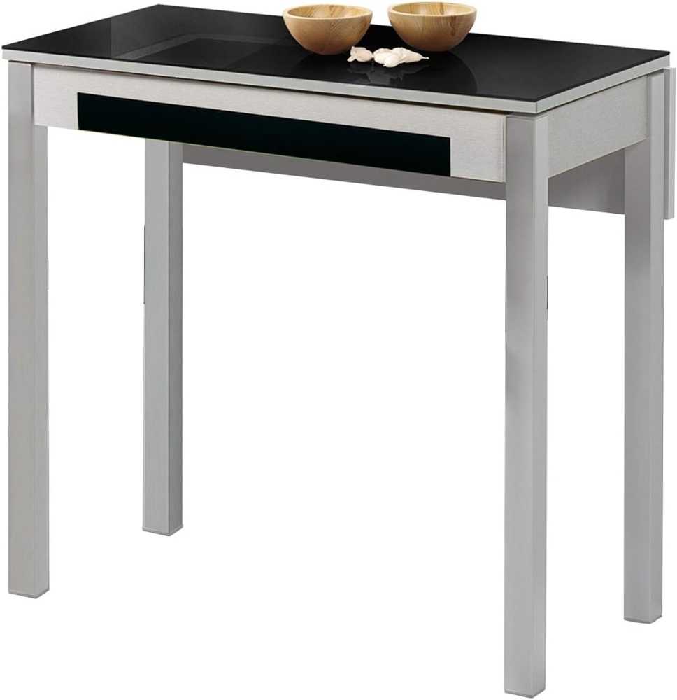 ASTIMESA Küchentisch, Metall, schwarz, 80x40 cm, ausziehbar 80x60 cm Bild 1