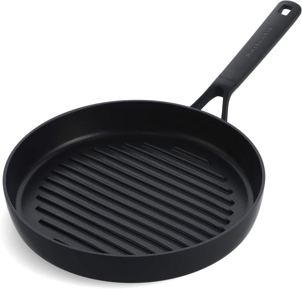 KitchenAid Classic Forged Grillpfanne (28cm), hart anodisiert, PFAS-freie gesunde keramische Antihaftbeschichtung beschichtet, Induktionsgeeigent, Backofengeeignet, Spülmaschinengeeignet, Schwarz Bild 1