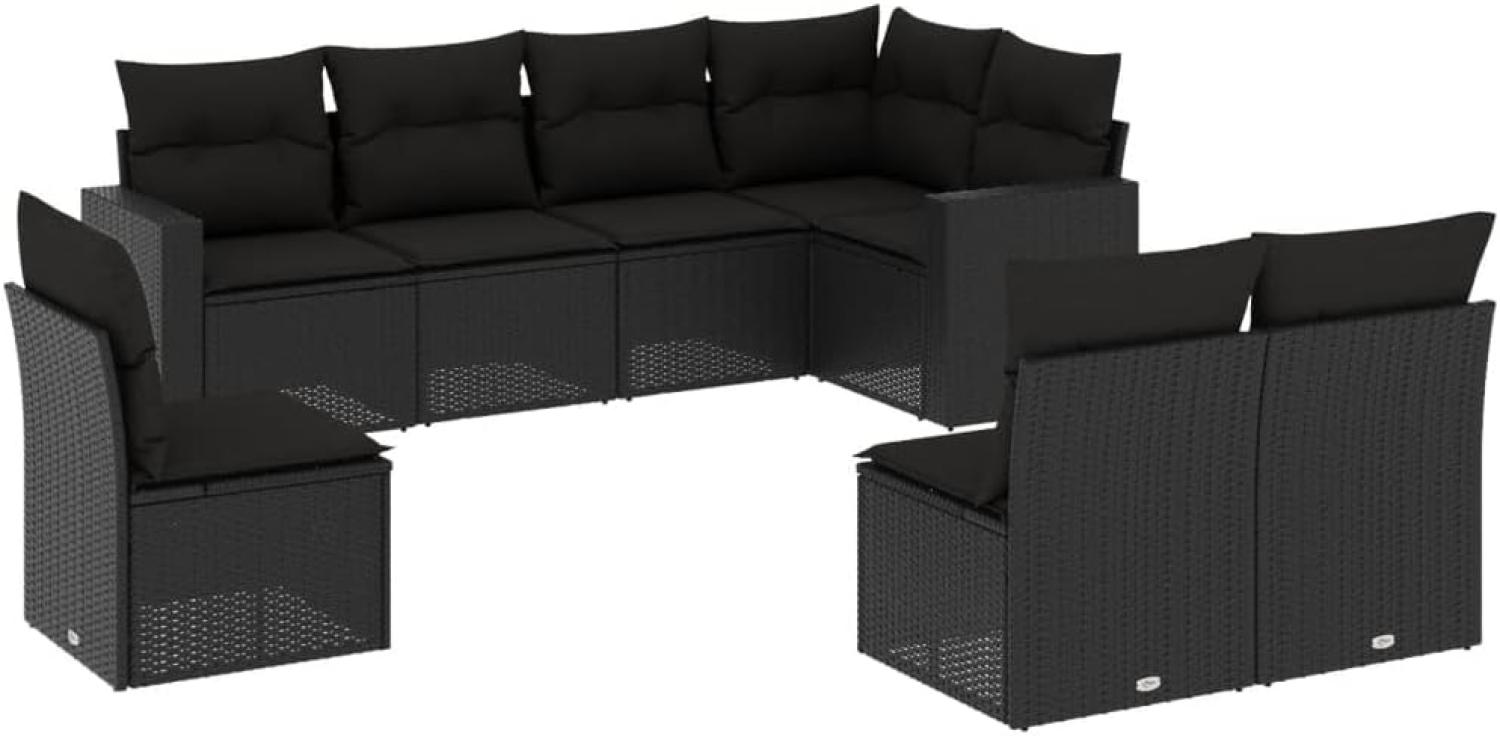 vidaXL 8-tlg. Garten-Sofagarnitur mit Kissen Schwarz Poly Rattan 3219055 Bild 1