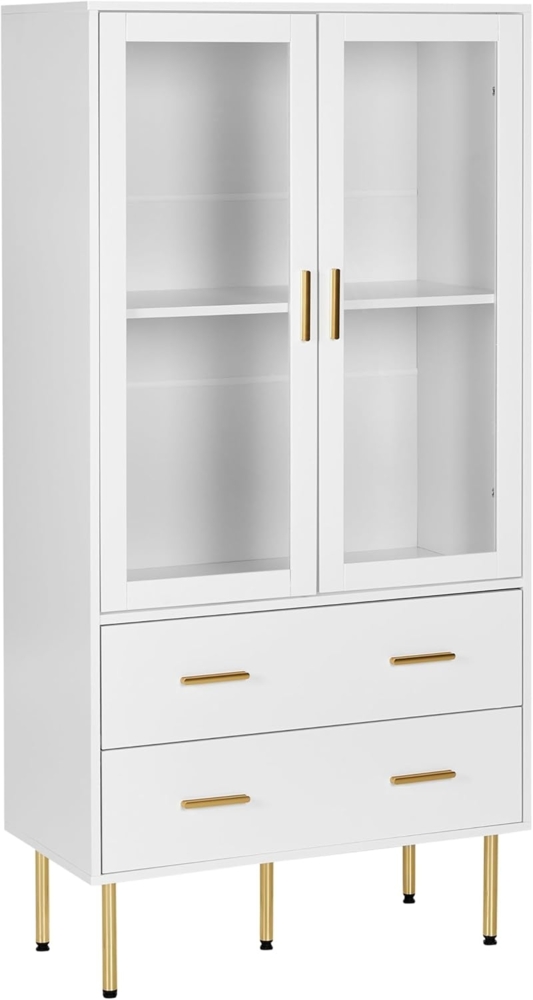 Vitrine mit Glastüren MILORA 80 cm Weiß Bild 1