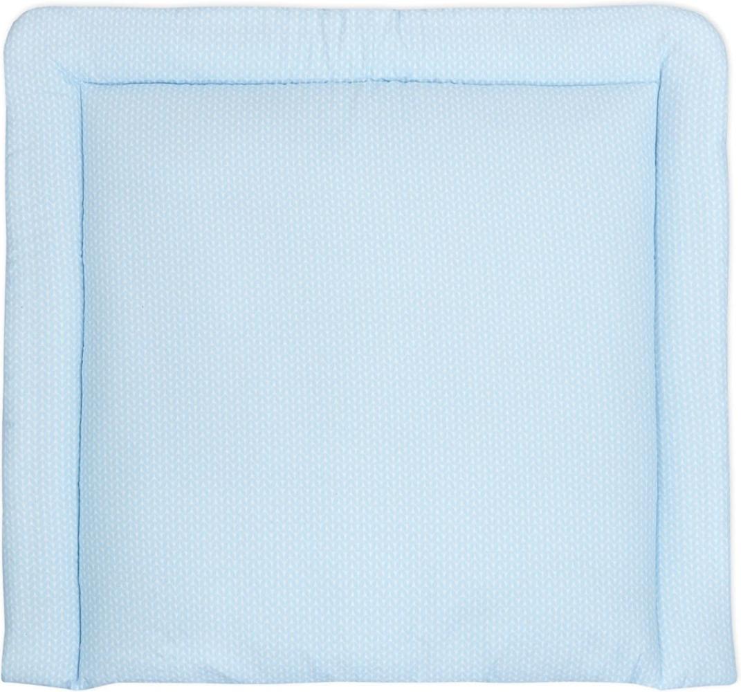 KraftKids Wickelauflage in kleine Blätter hellblau auf Weiß, Wickelunterlage 60x70 cm (BxT), Wickelkissen Bild 1