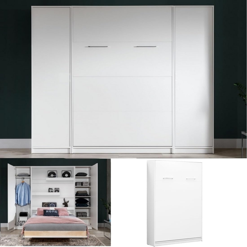 QMM TraumMöbel Schrankbett VB 120x200 mit 2 Schränken fürs Schlafzimmer (Set) vertikal klappbar Bild 1