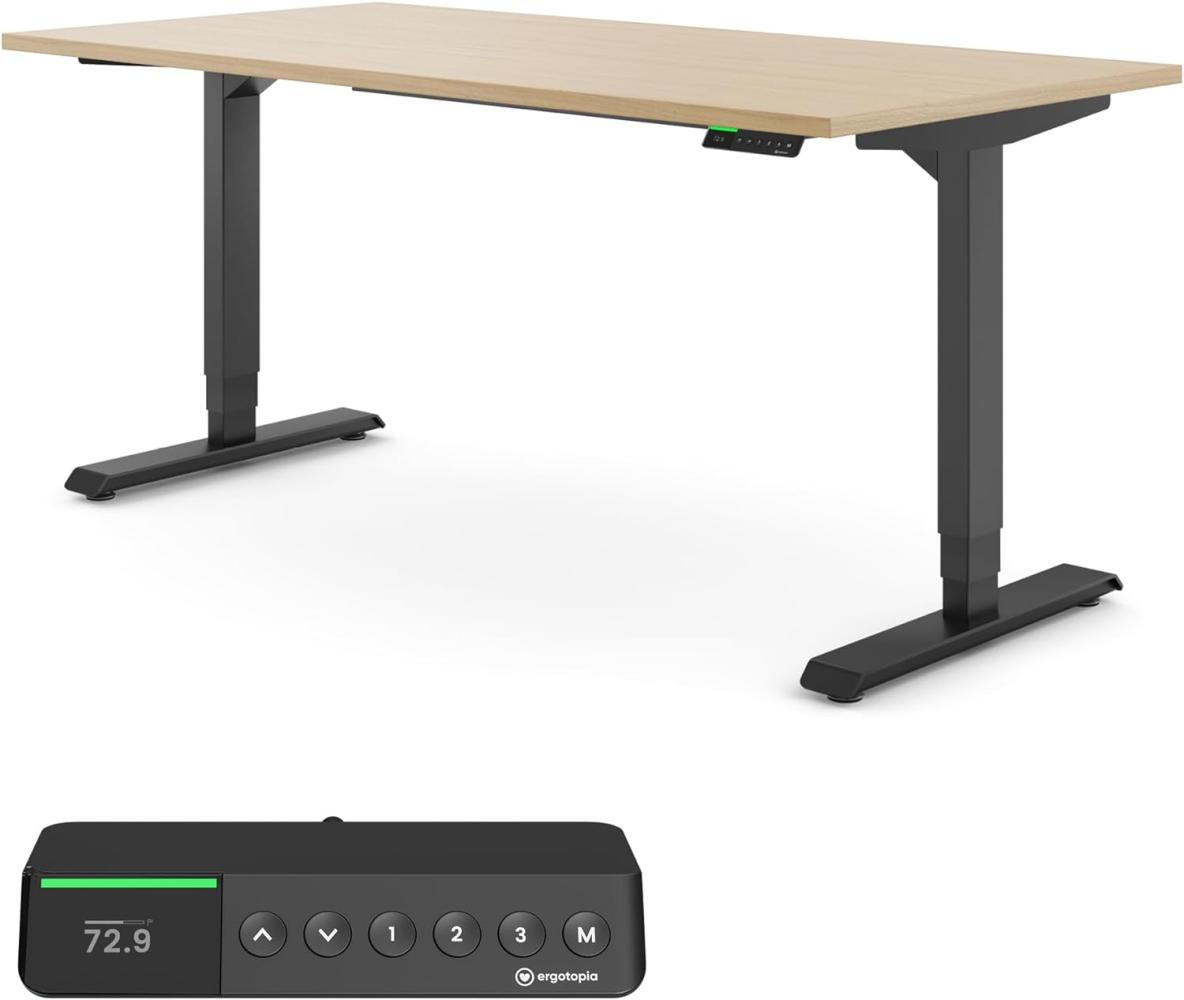 Desktopia Pro X - Elektrisch höhenverstellbarer Schreibtisch / Ergonomischer Tisch mit Memory-Funktion, Ahorn, Gestell Schwarz, 180x80 cm Bild 1