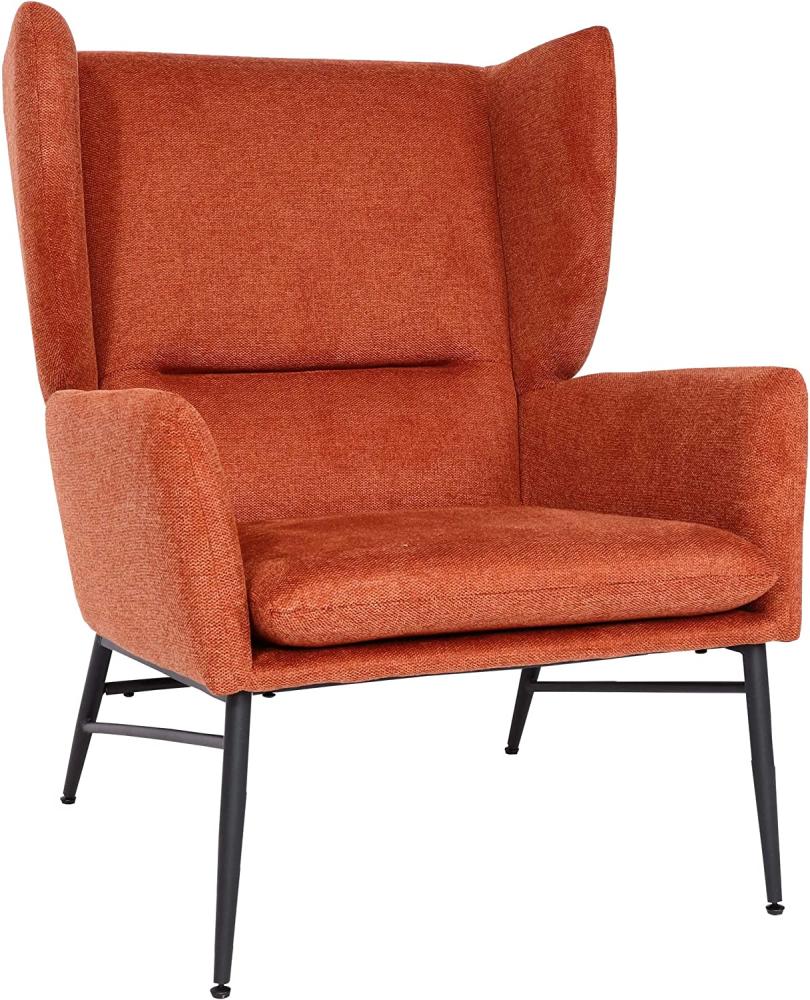 Lounge-Sessel HWC-L62, Ohrensessel Cocktailsessel Sessel Polstersessel, Stoff/Textil Metall ~ terracotta-braun Bild 1