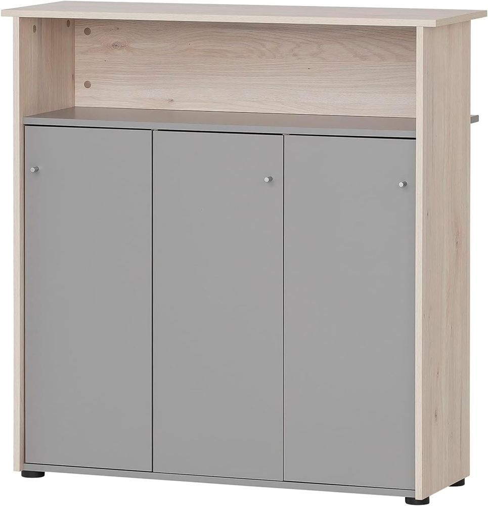 Schildmeyer Empfangstresen, Holzwerkstoff, sandeiche Dekor/platingrau, 107 x 44 x 111 cm Bild 1